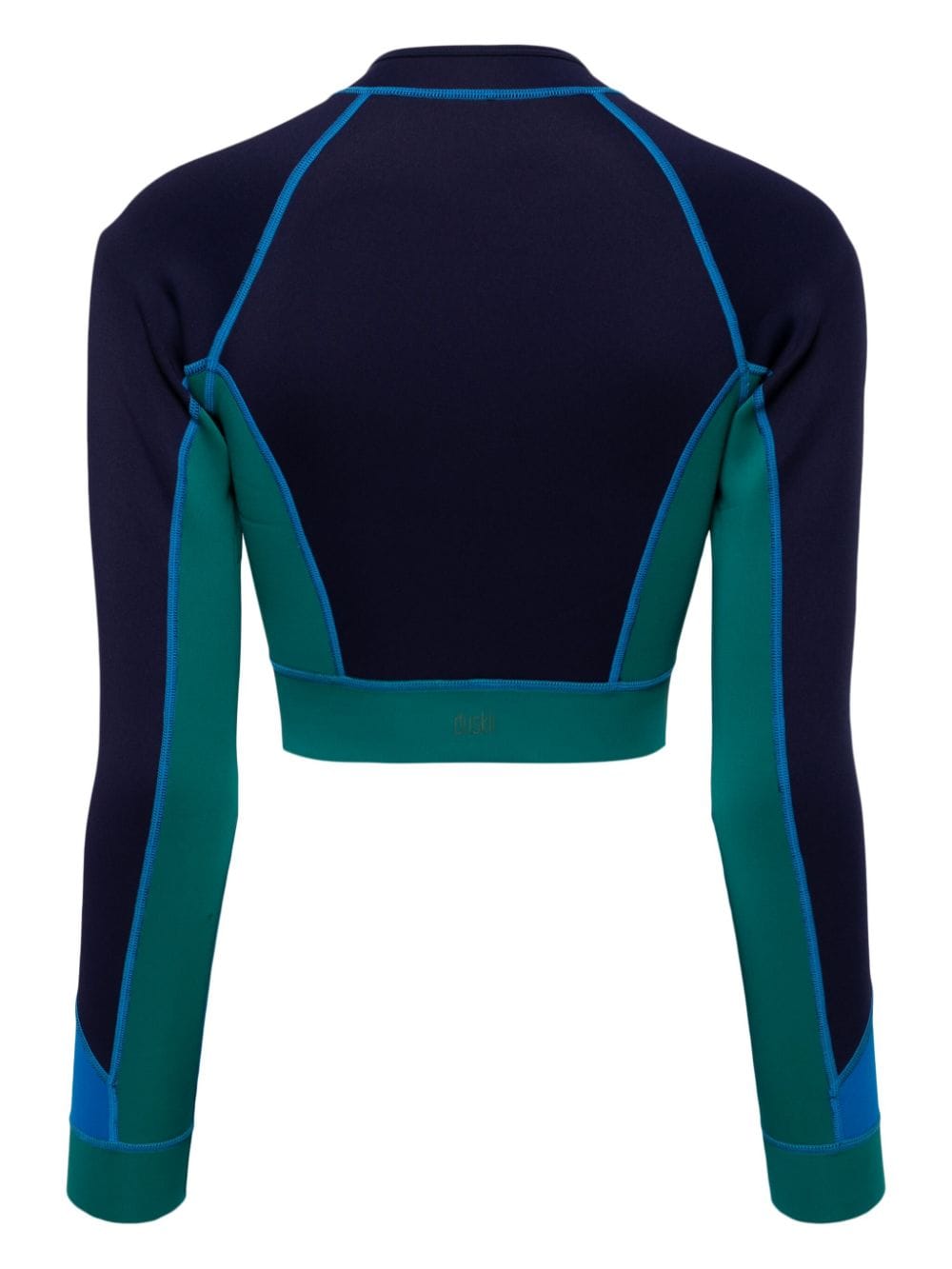 Shop Duskii Colour-block Long-sleeved Swimming Top In Blue
