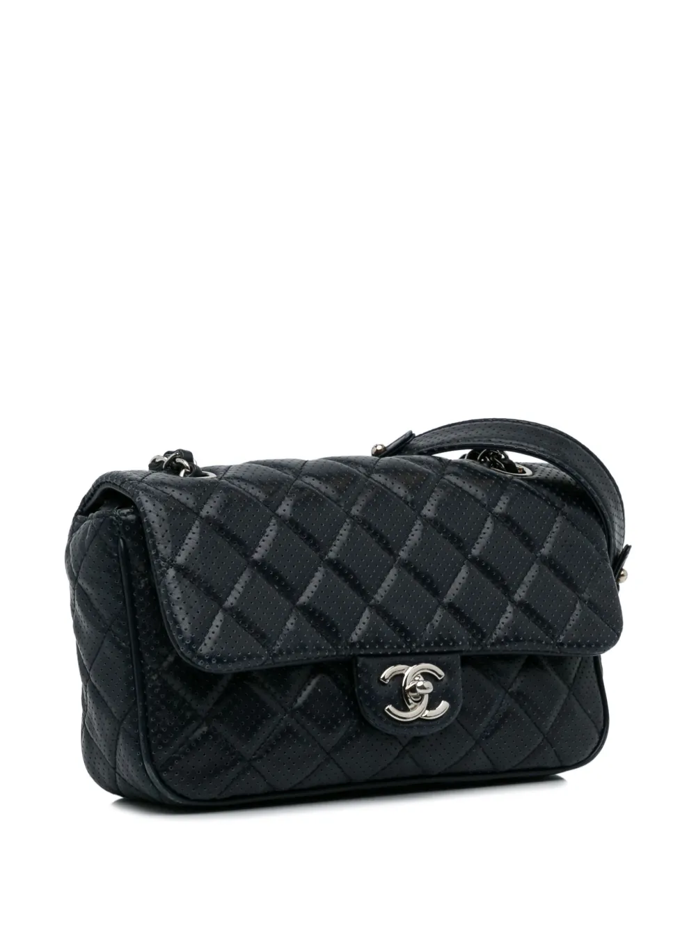 Pre-owned Chanel 2014 Mini Classic Flap Perforated Bag In Blue