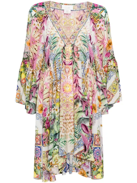 Camilla vestido midi de seda con estampado floral