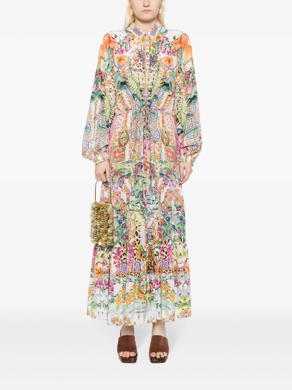 Camilla Maxi-jurk met bloemenprint - Beige