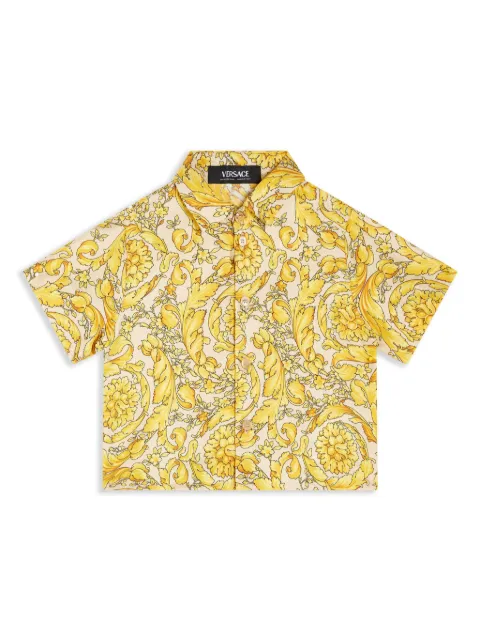 Versace Kids Barocco-print cotton shirt