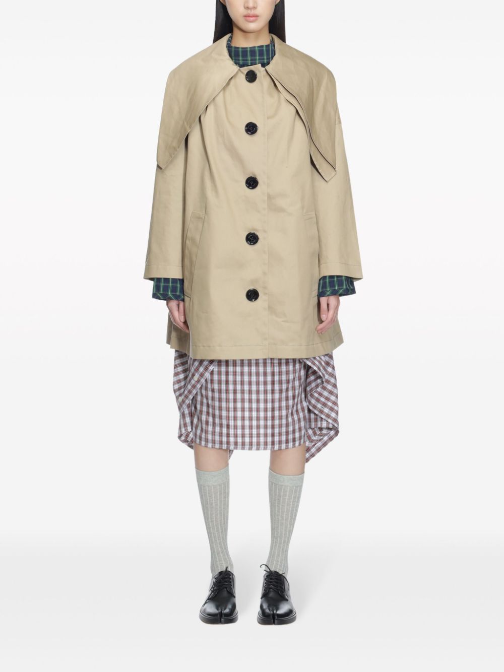 MERYLL ROGGE bandana-collar taffeta coat - Neutrals