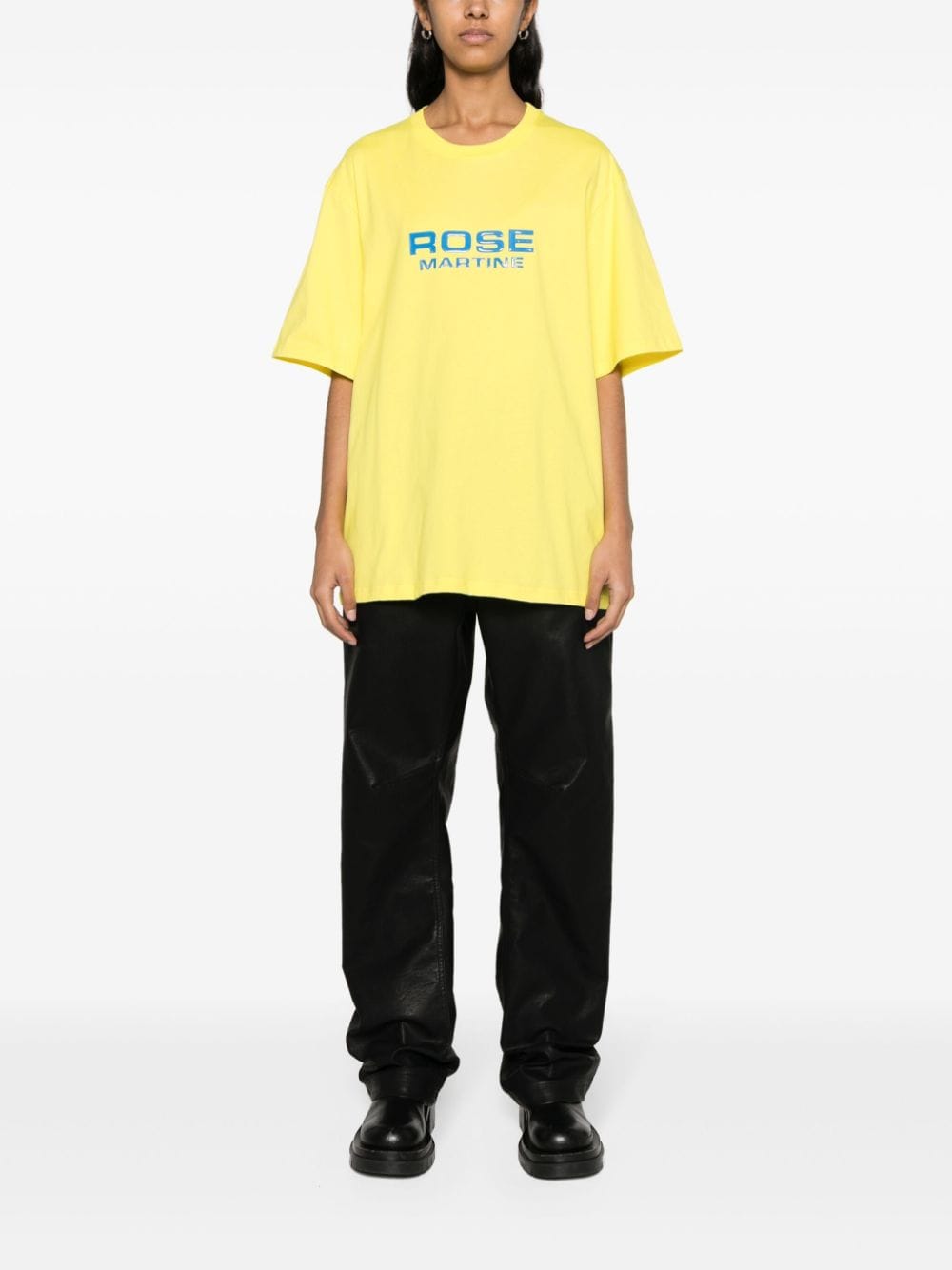 Shop Martine Rose Logo-print Cotton T-shirt In Yellow