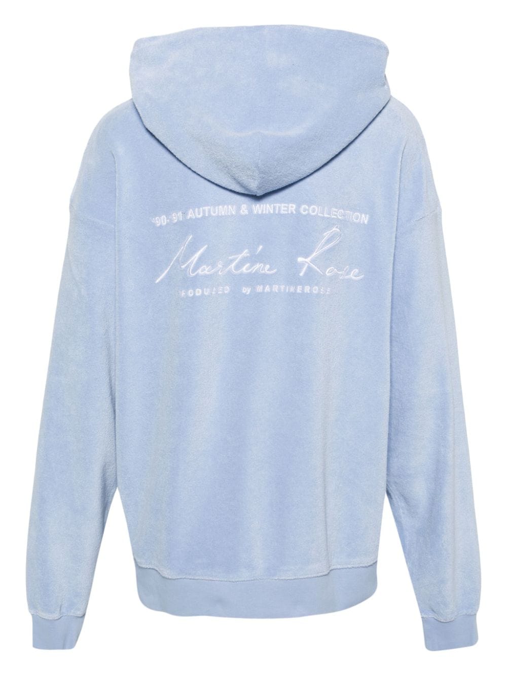 Shop Martine Rose Drop-shoulder Towelling-finish Hoodie In Blau