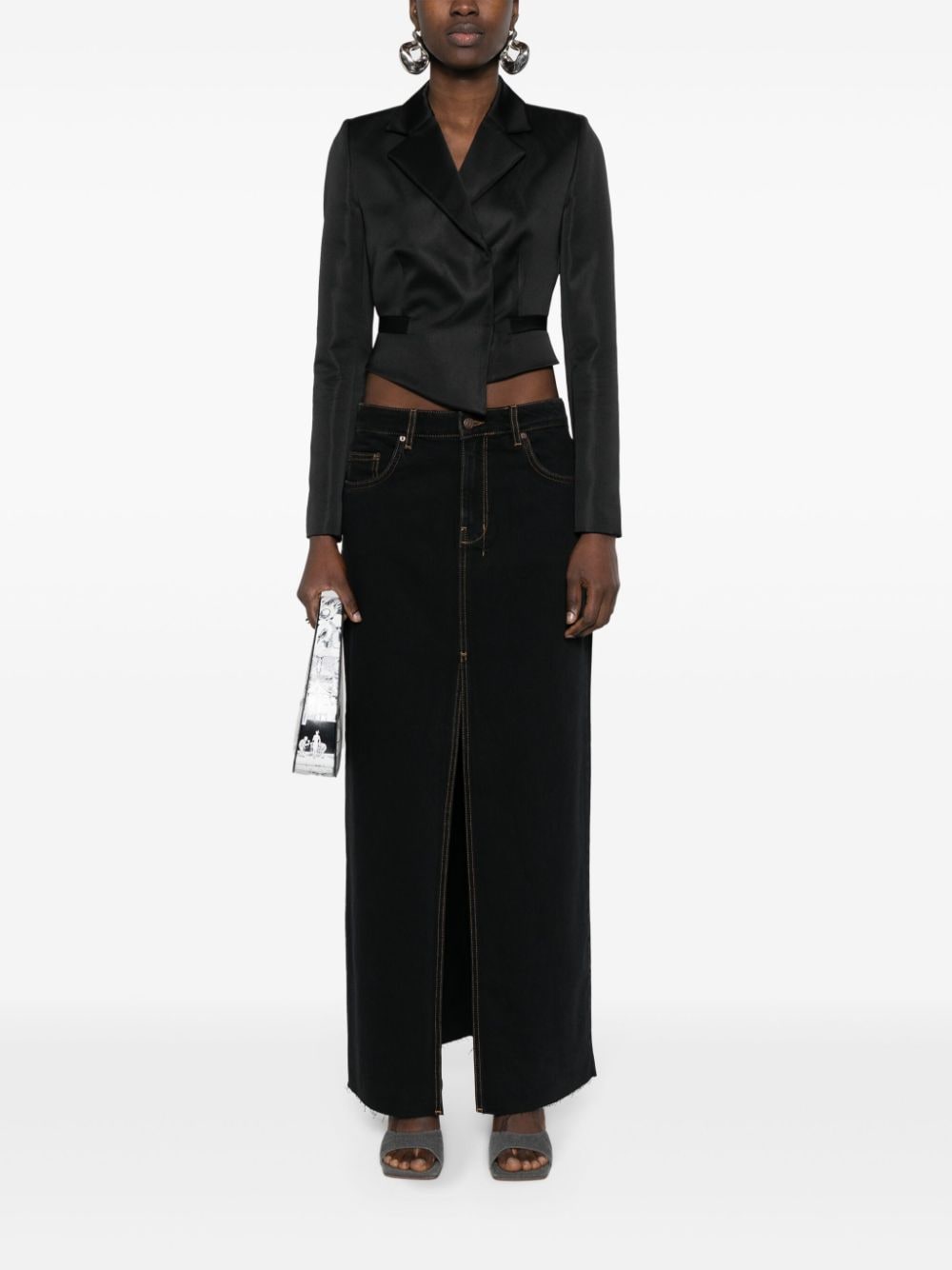 Shop Ksubi Kara Maxi Denim Skirt In Black