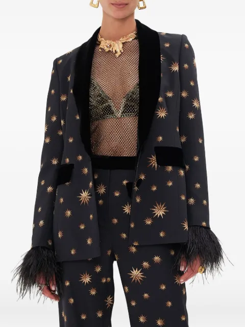 Camilla star-print feather-cuff blazer