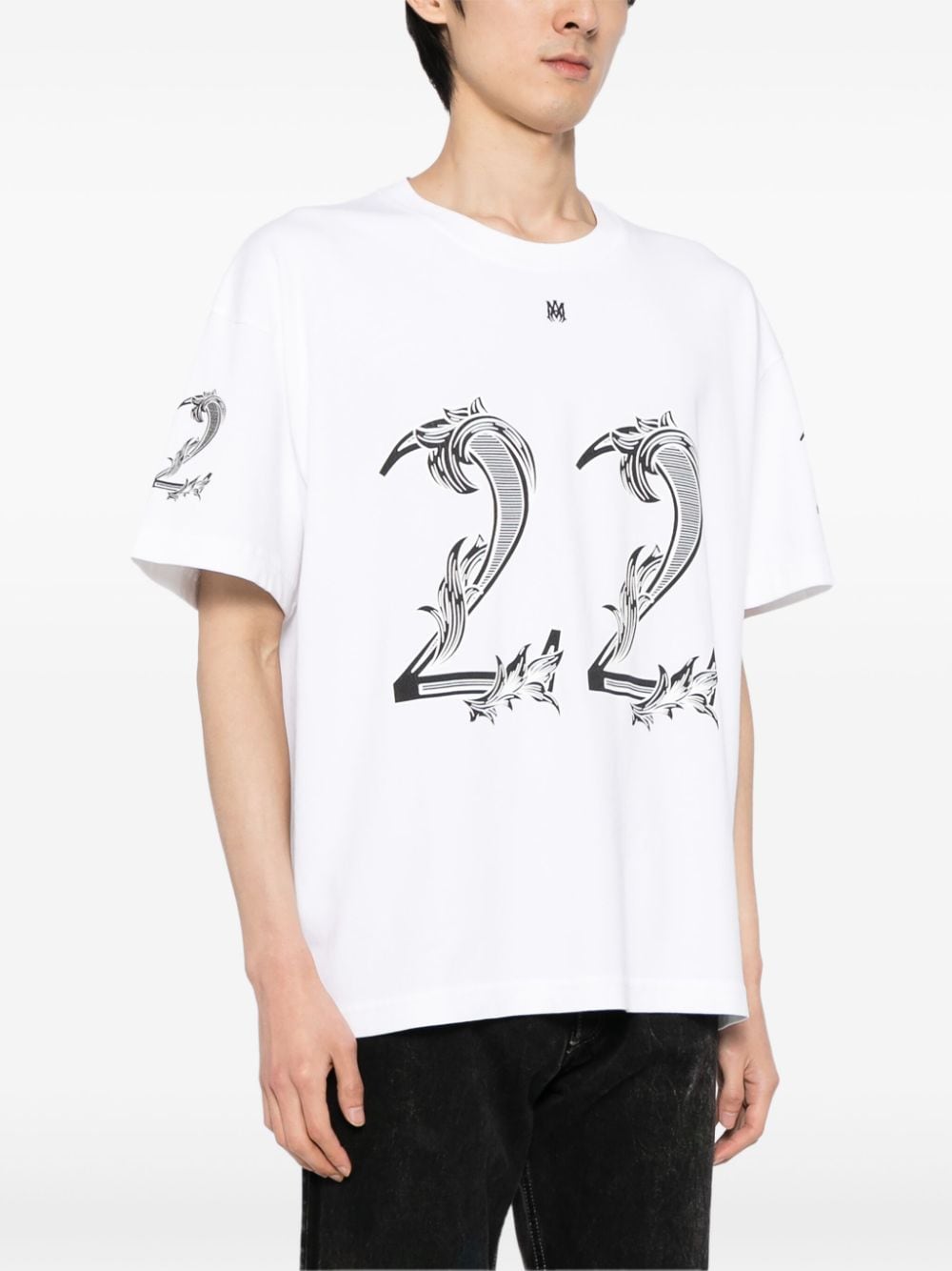 Shop Amiri 22 Logo-print Cotton T-shirt In White
