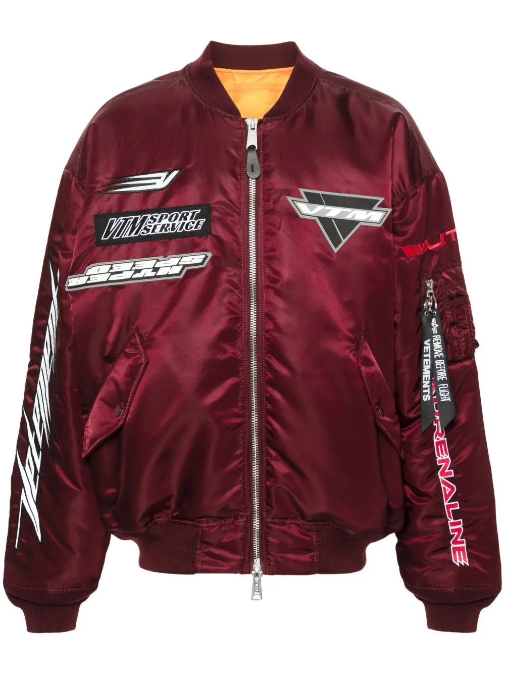 VETEMENTS Bomberjack met logo applicatie Rood