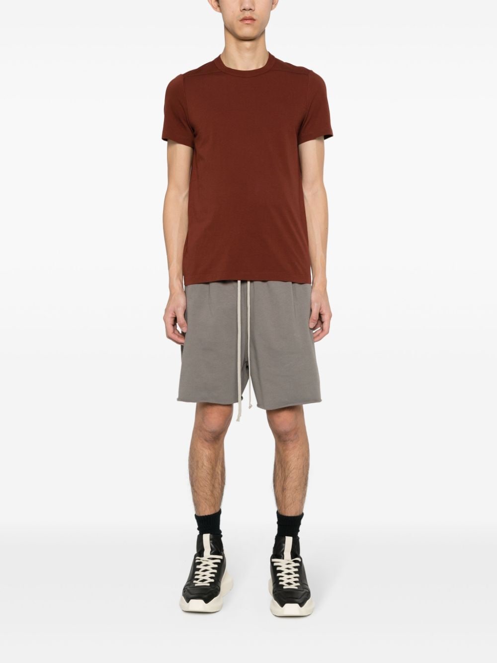 Shop Rick Owens Short Level T Organic Cotton T-shirt In Red