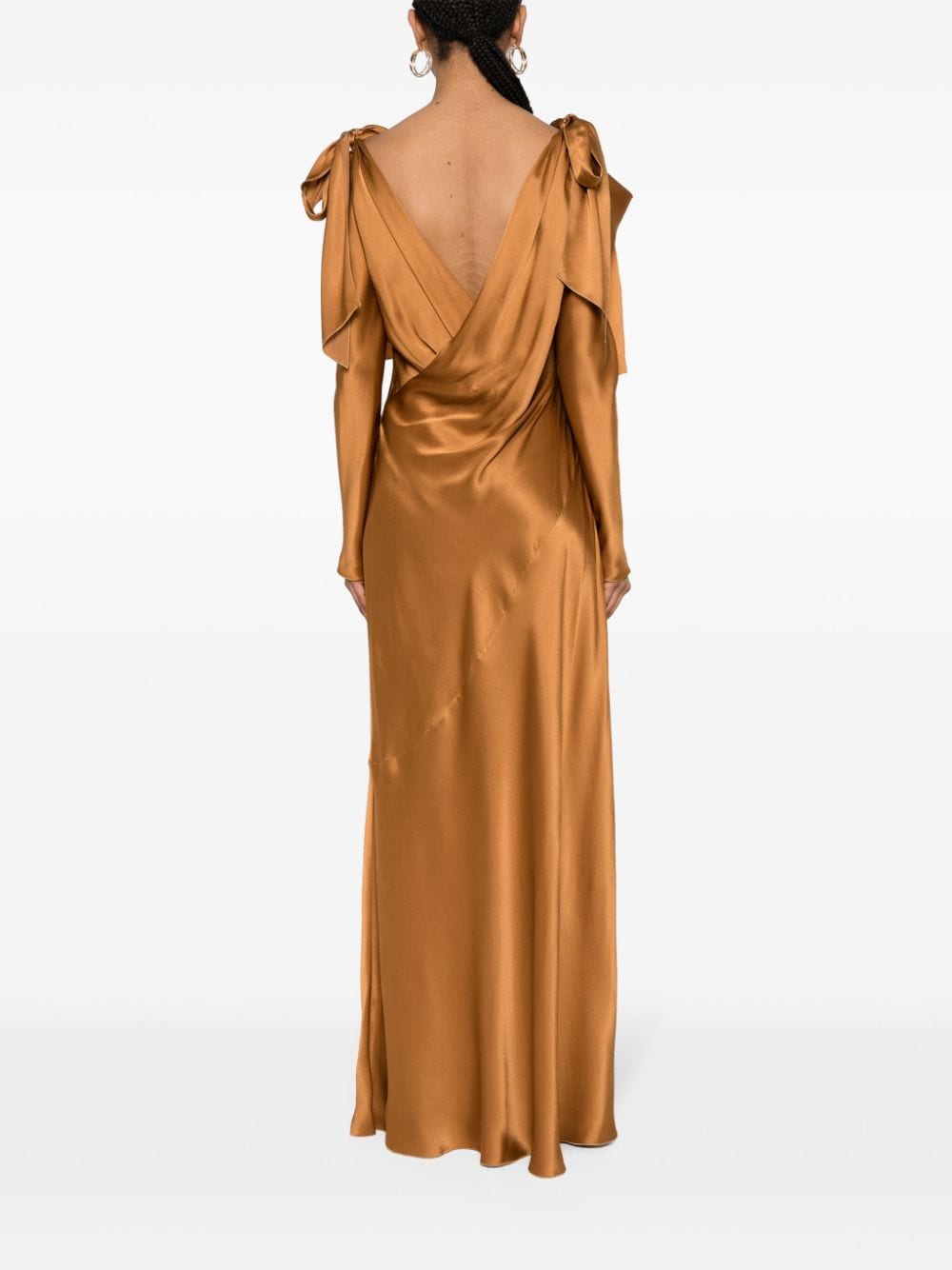 Shop Alberta Ferretti Draped-detail Dress In Brown