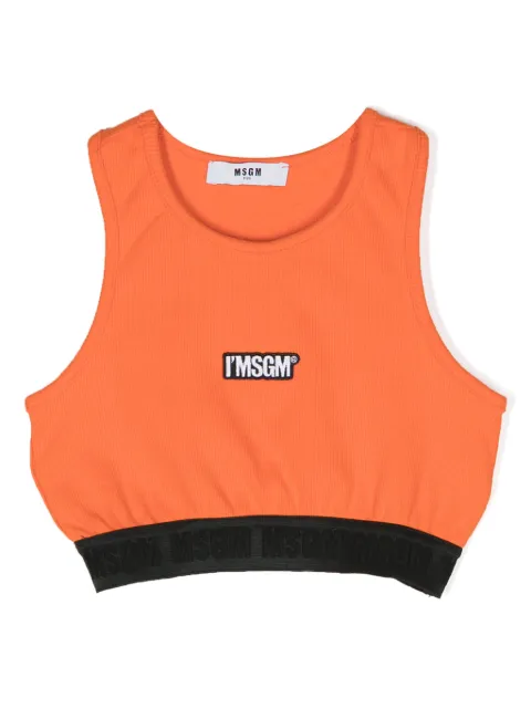 MSGM Kids logo-patch cropped top