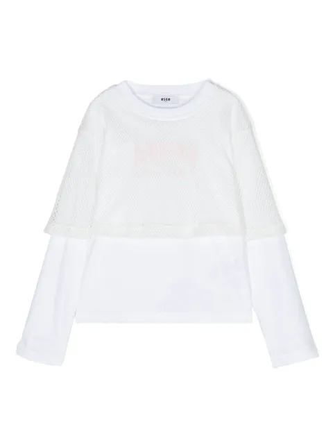 MSGM Kids logo-printed layered T-shirt