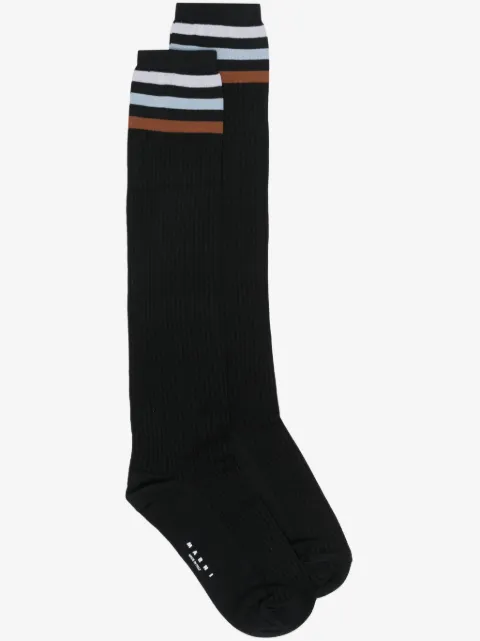 Marni calcetines tejidos de canalé con detalles de rayas