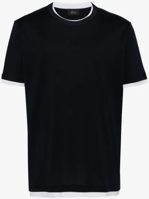 Brioni logo-embroidered cotton T-shirt