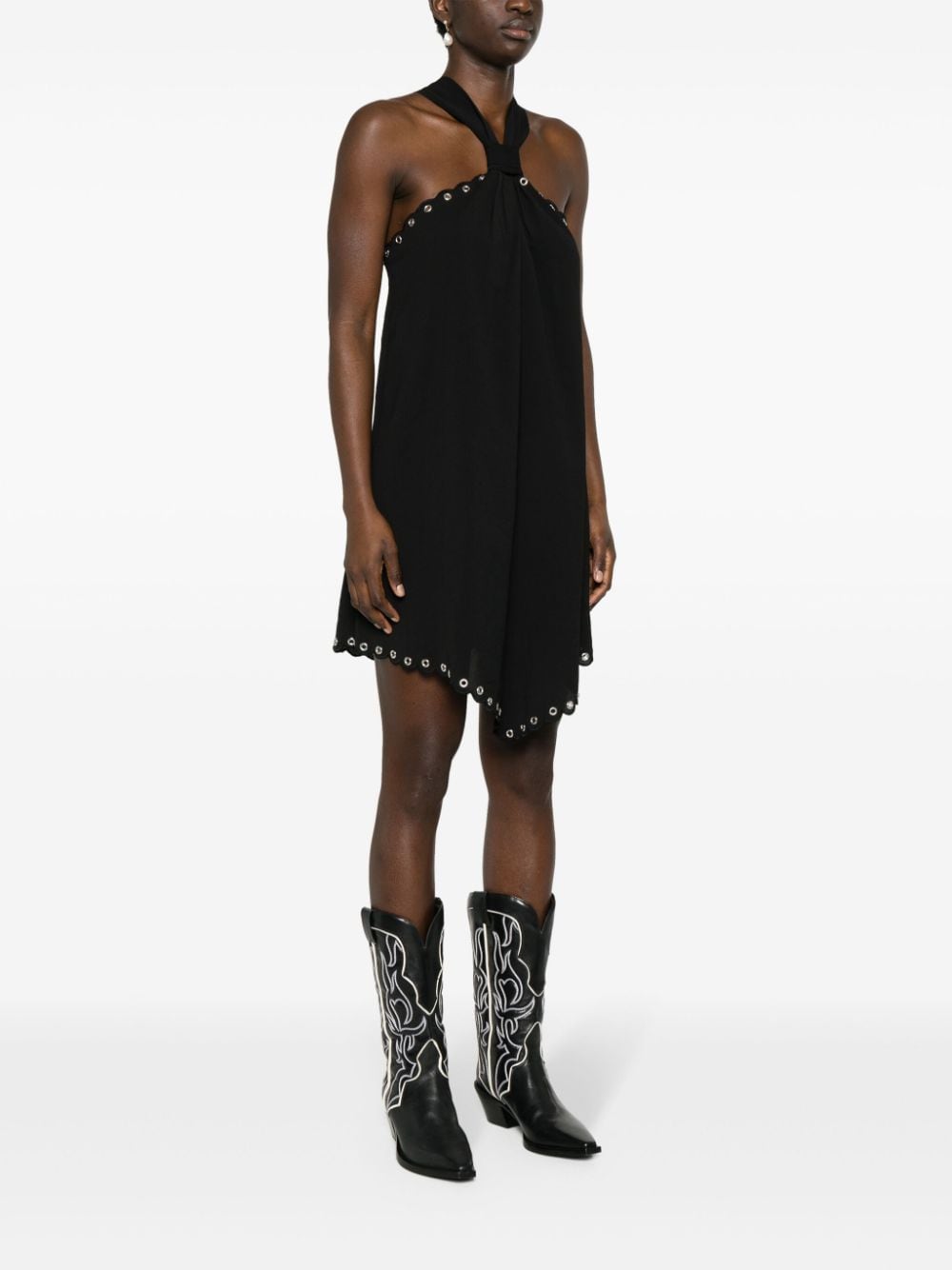 Shop Isabel Marant Tegany Scalloped Mini Dress In Schwarz