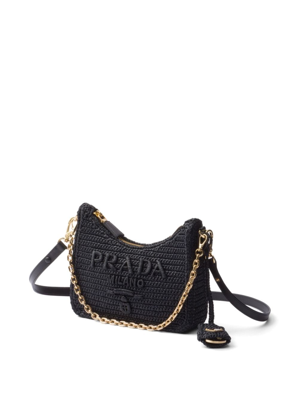 Shop Prada Mini Re-edition Crochet Two-way Bag In Black