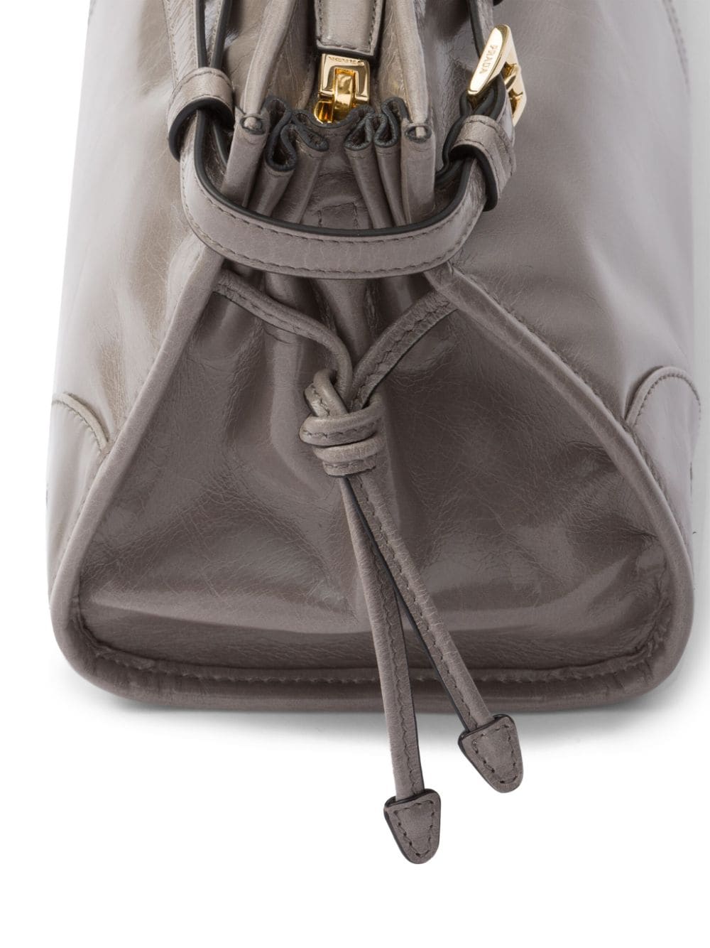 Shop Prada Medium Triangle-logo Belted Handbag In Grau