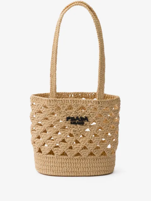 Prada logo-embroidered crochet shoulder bag