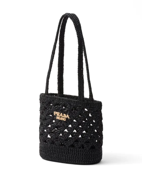 Prada logo-embroidered Crochet Shoulder Bag Black FARFETCH RO