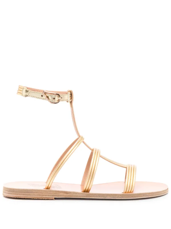 gold strappy flat sandals uk