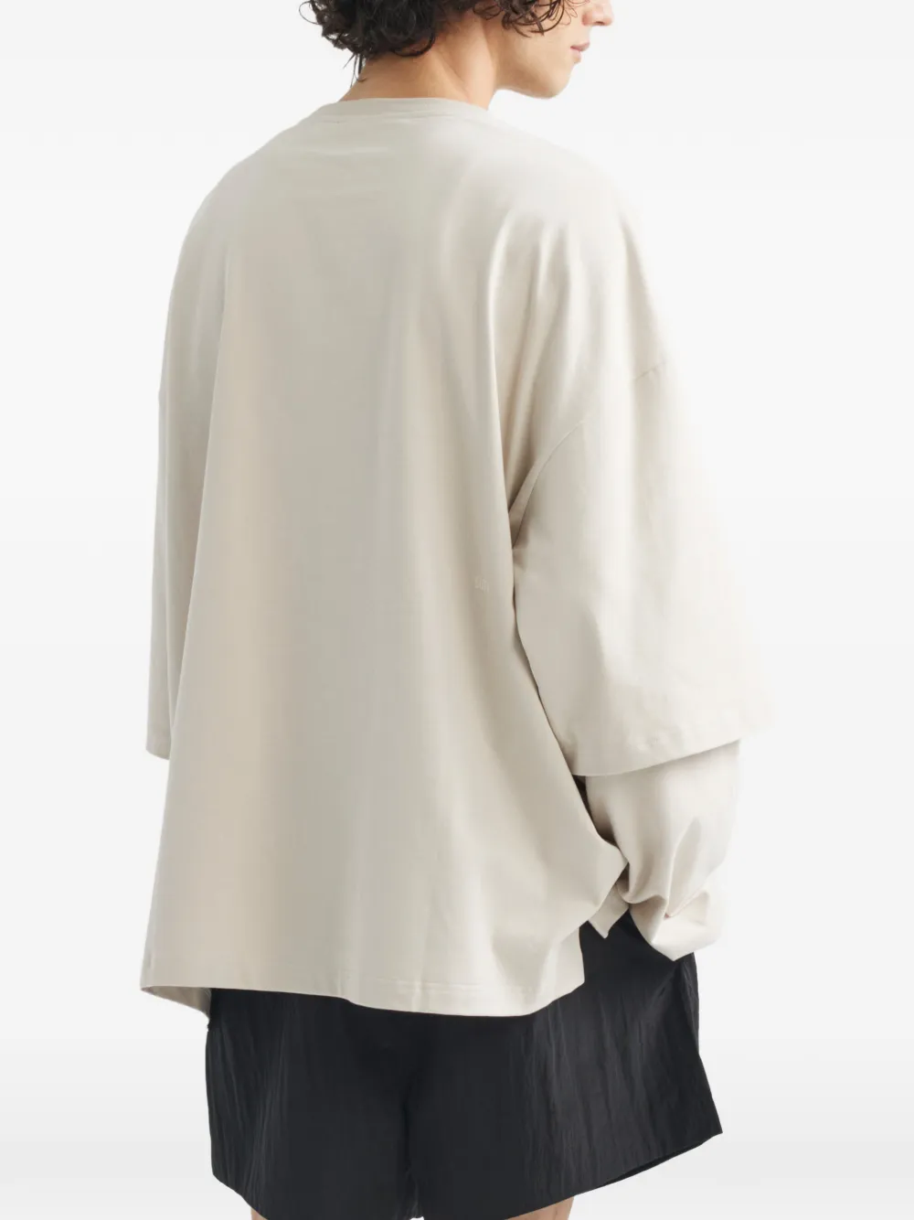 Off Duty T-shirt met dubbele mouwen Beige