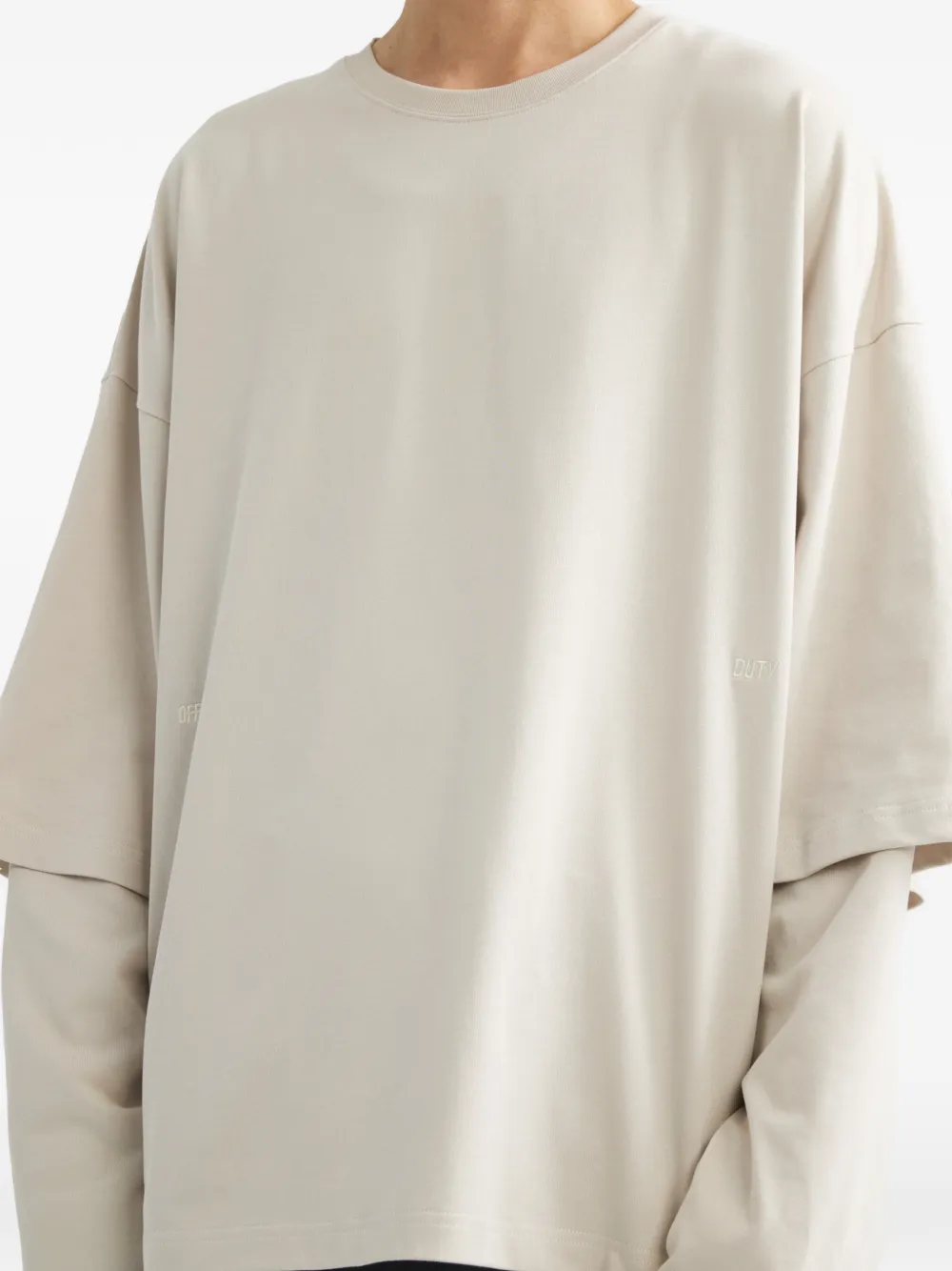 Off Duty T-shirt met dubbele mouwen Beige
