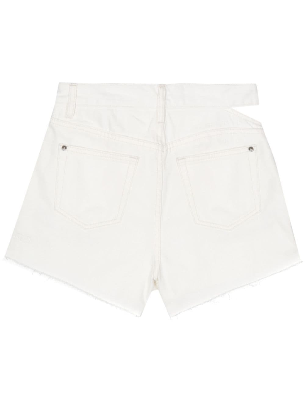Shop Ksubi Cut-out-detail Denim Shorts In White