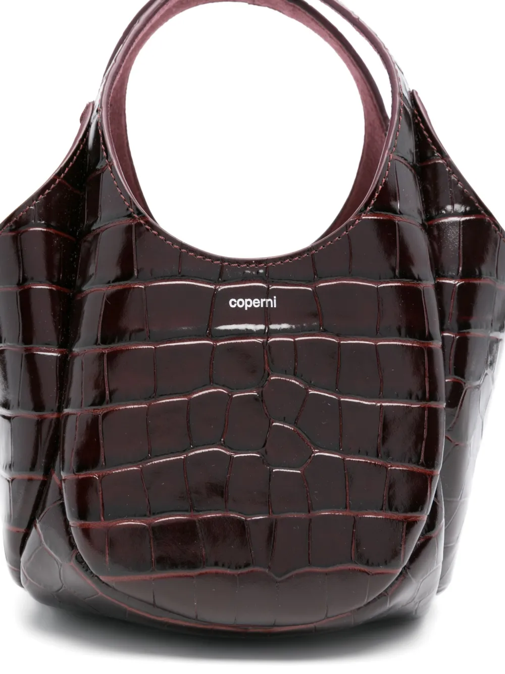 Coperni Croco mini bucket-tas Bruin