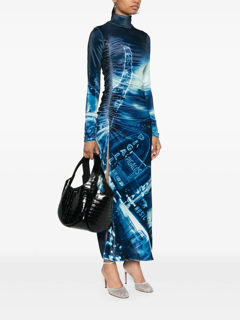 Coperni Swipe crocodile-effect shoulder bag - Zwart