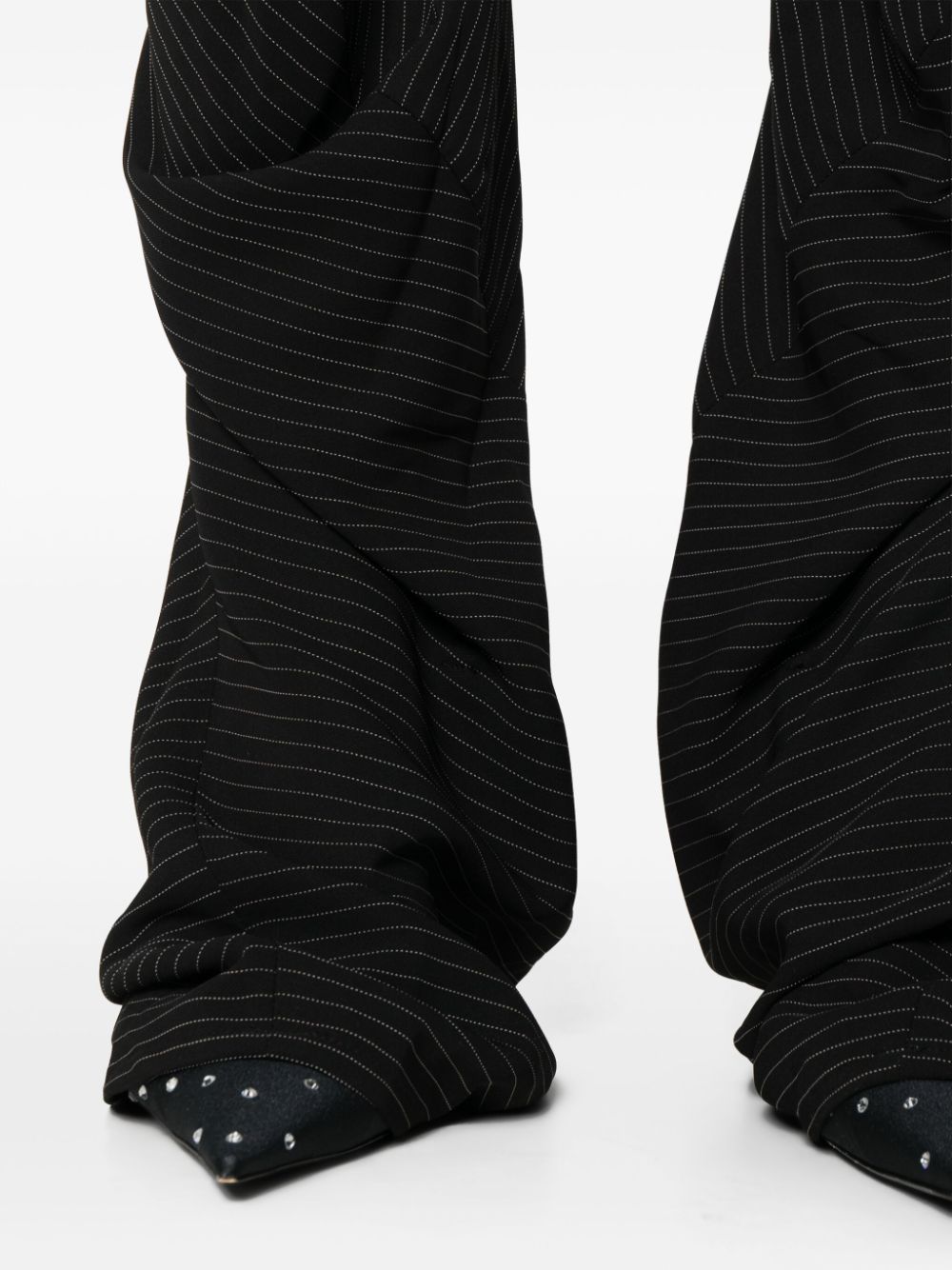 Shop Ottolinger Pinstriped Tailored Trousers In Black