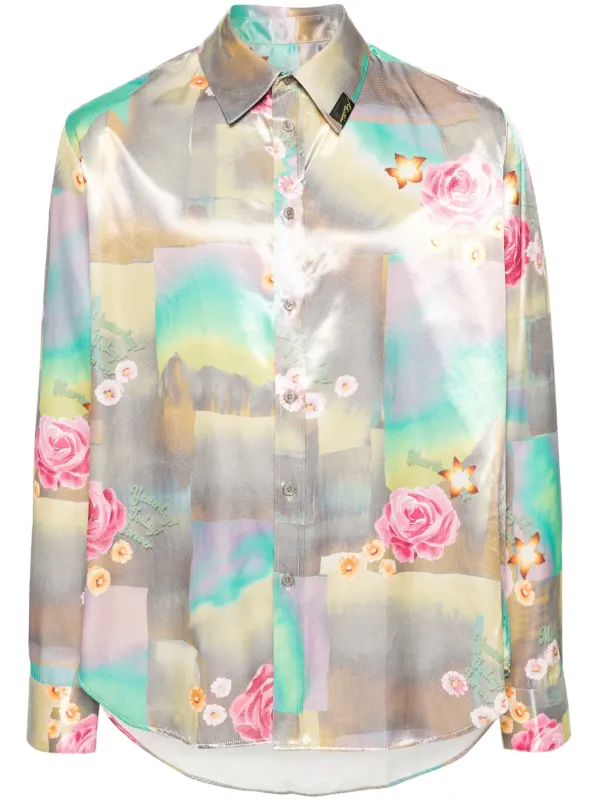 Martine Rose mix-print Iridescent Shirt | Grey | FARFETCH