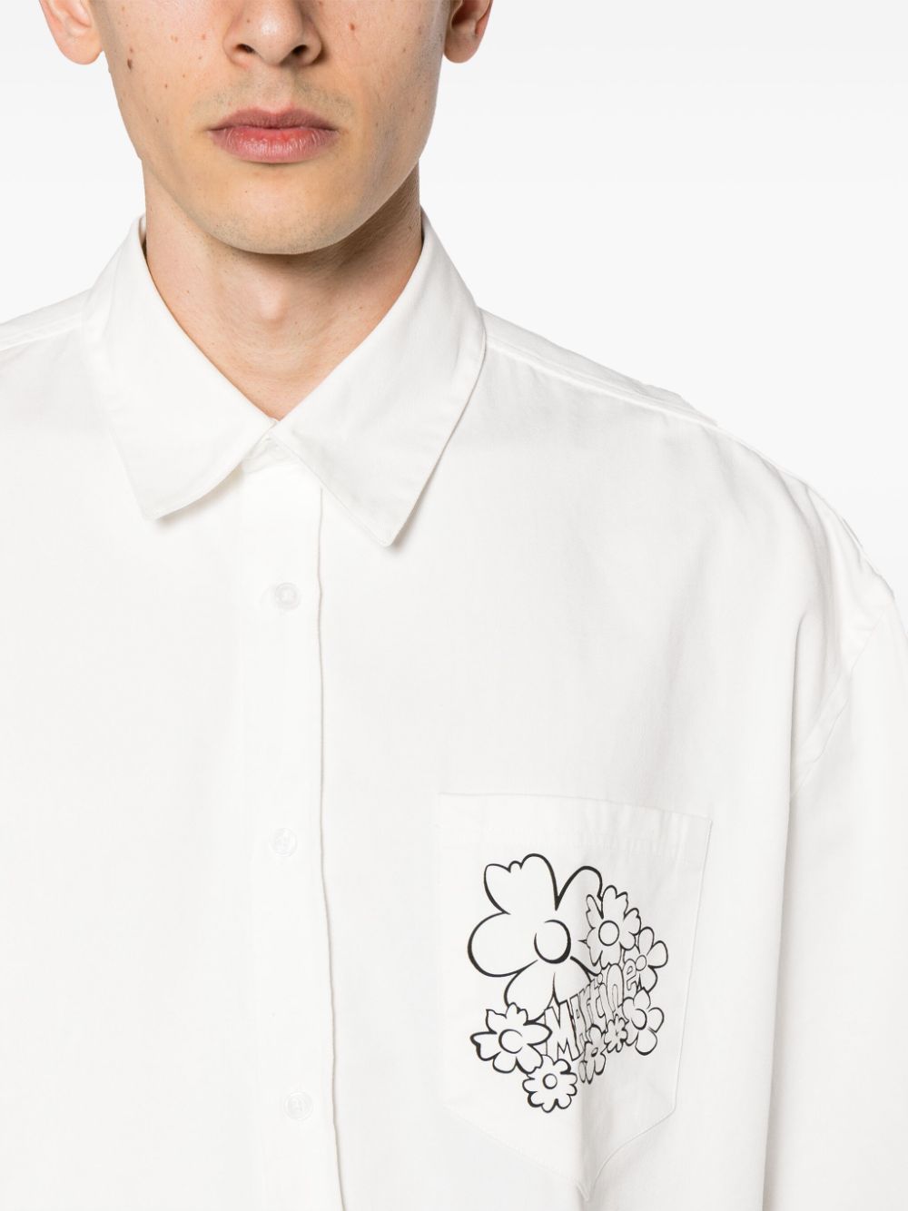 Shop Martine Rose Logo-print Cotton Shirt In White