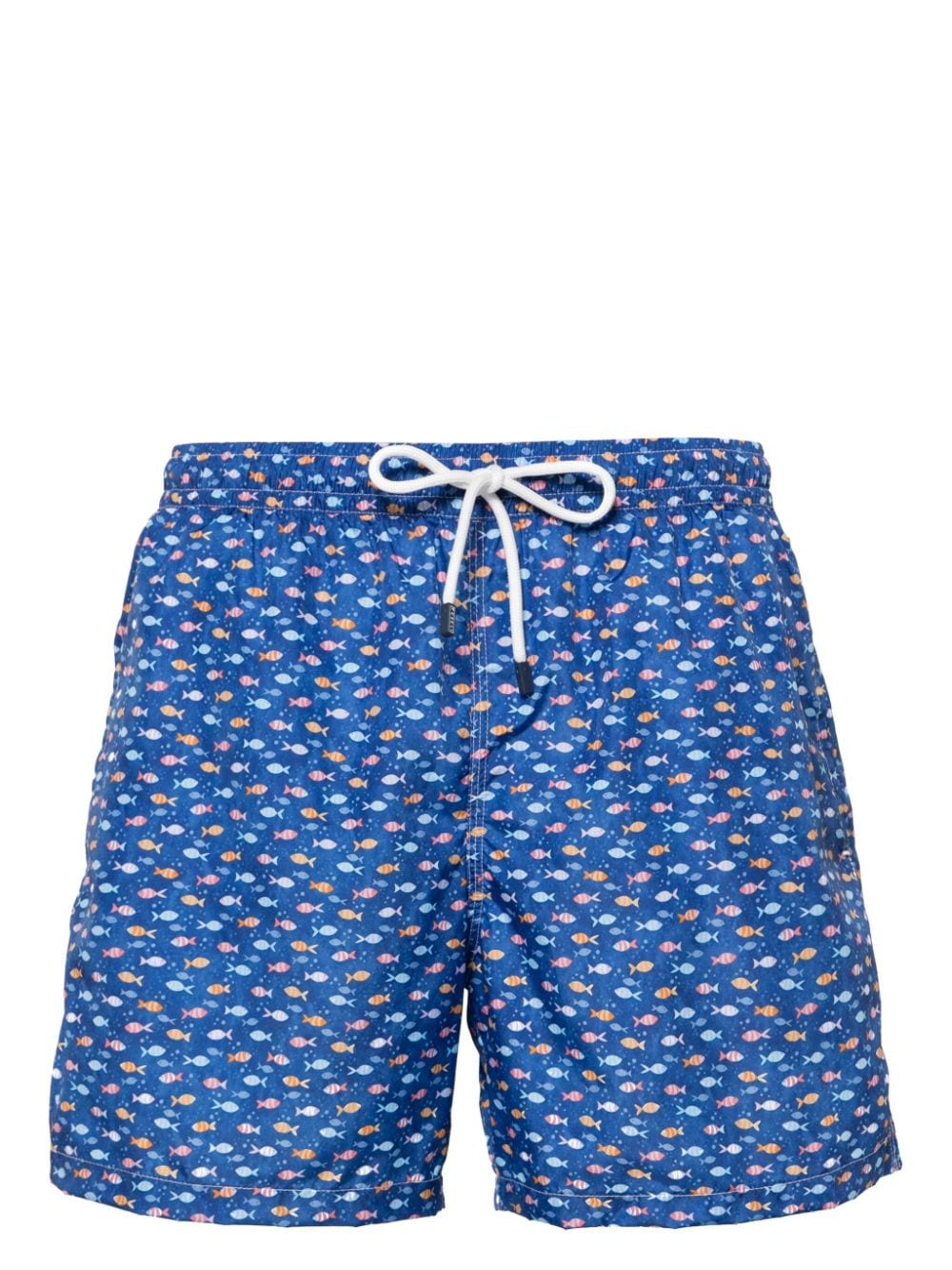 Fedeli Madeira Fish-print Swim Shorts In Blau