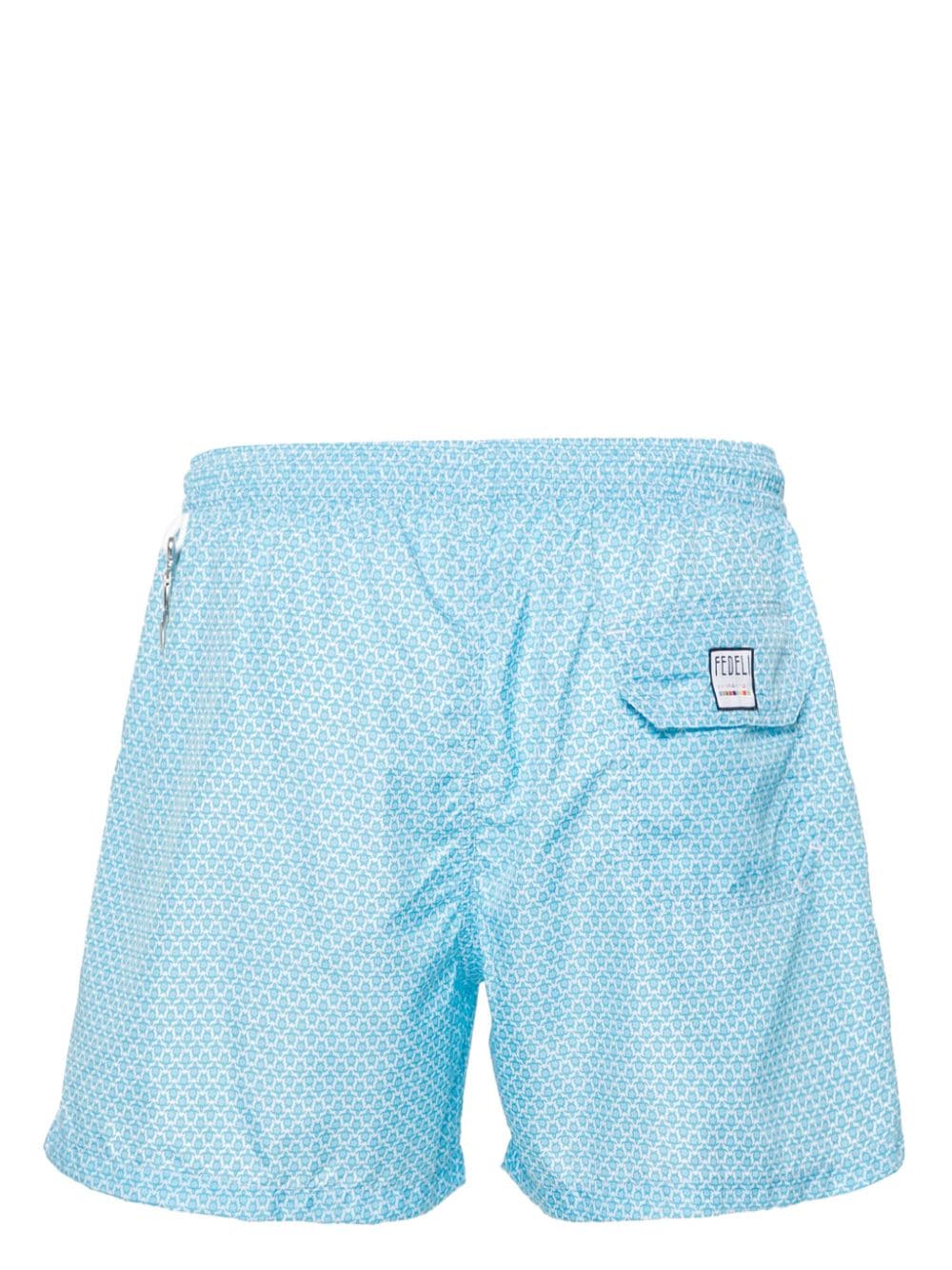 Shop Fedeli Madeira Turtle-print Swim Shorts In Blau