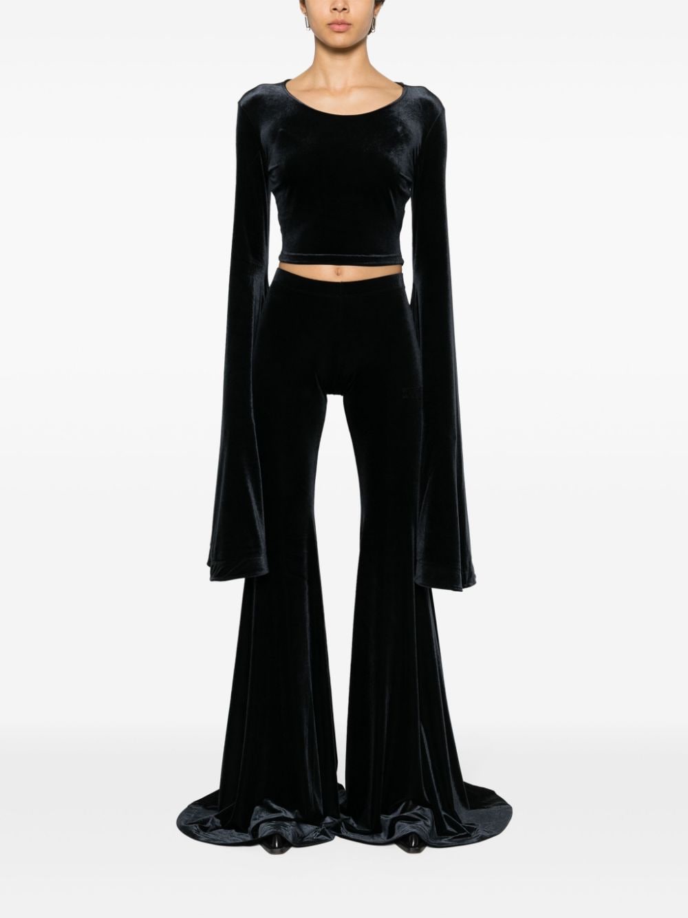 Shop Vetements Velour Flared Trousers In Black
