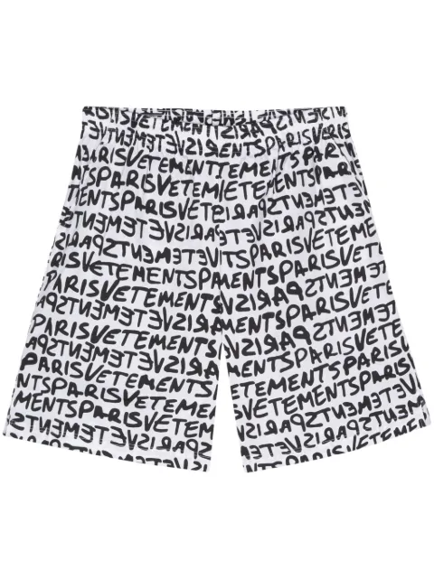 VETEMENTS logo-print cotton shorts