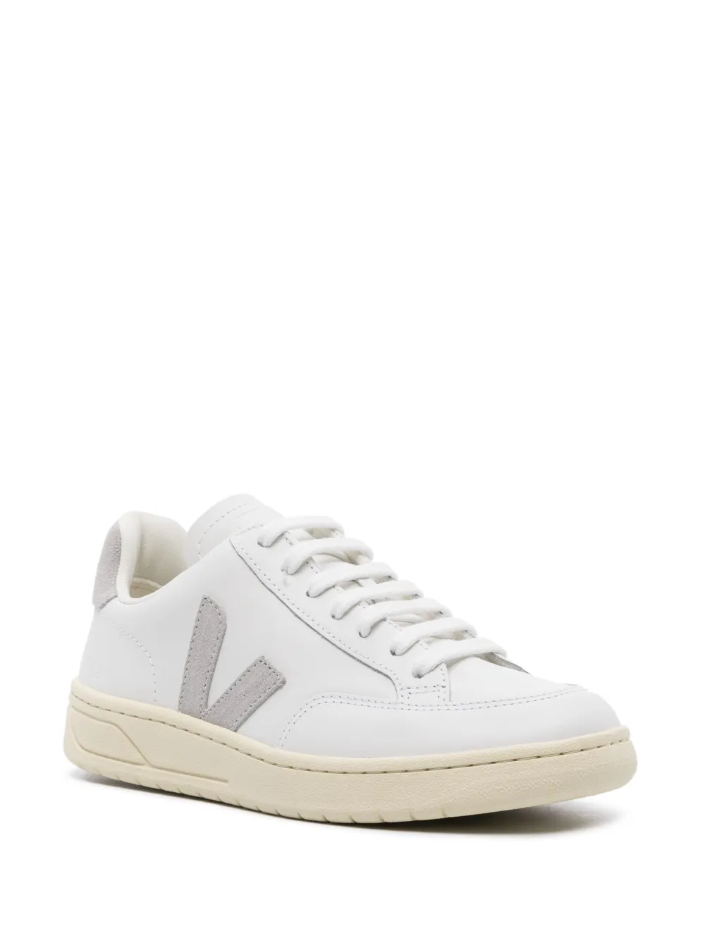 Shop Veja V-12 Leather Sneakers In White