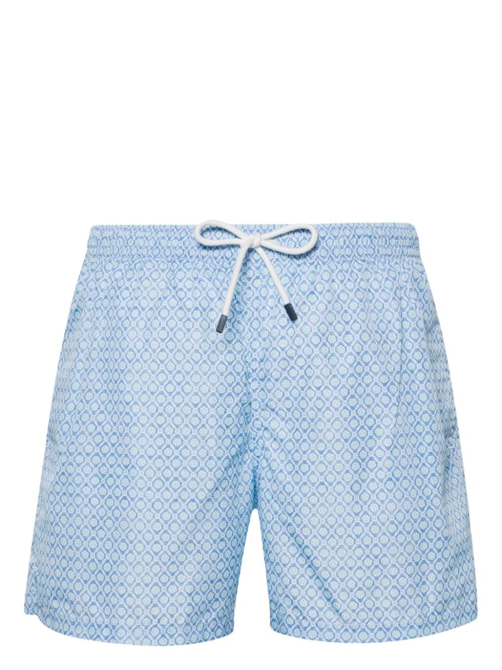Fedeli Madeira Floral-print Swim Shorts In 蓝色