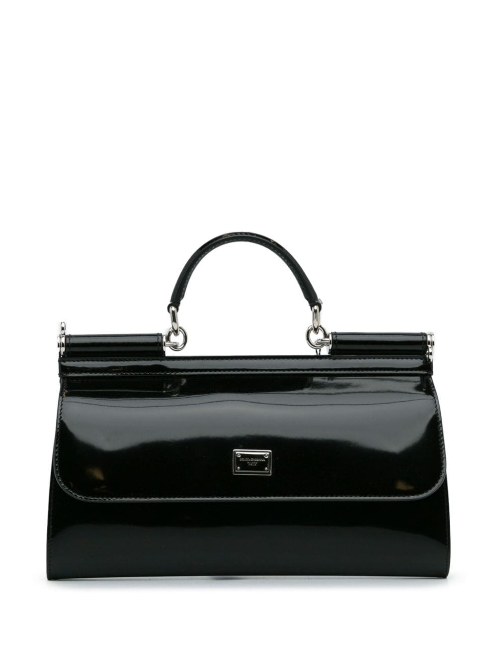 Pre-owned Dolce & Gabbana 2000-2022 Miss Sicily Patent Leather Satchel Bag In Black