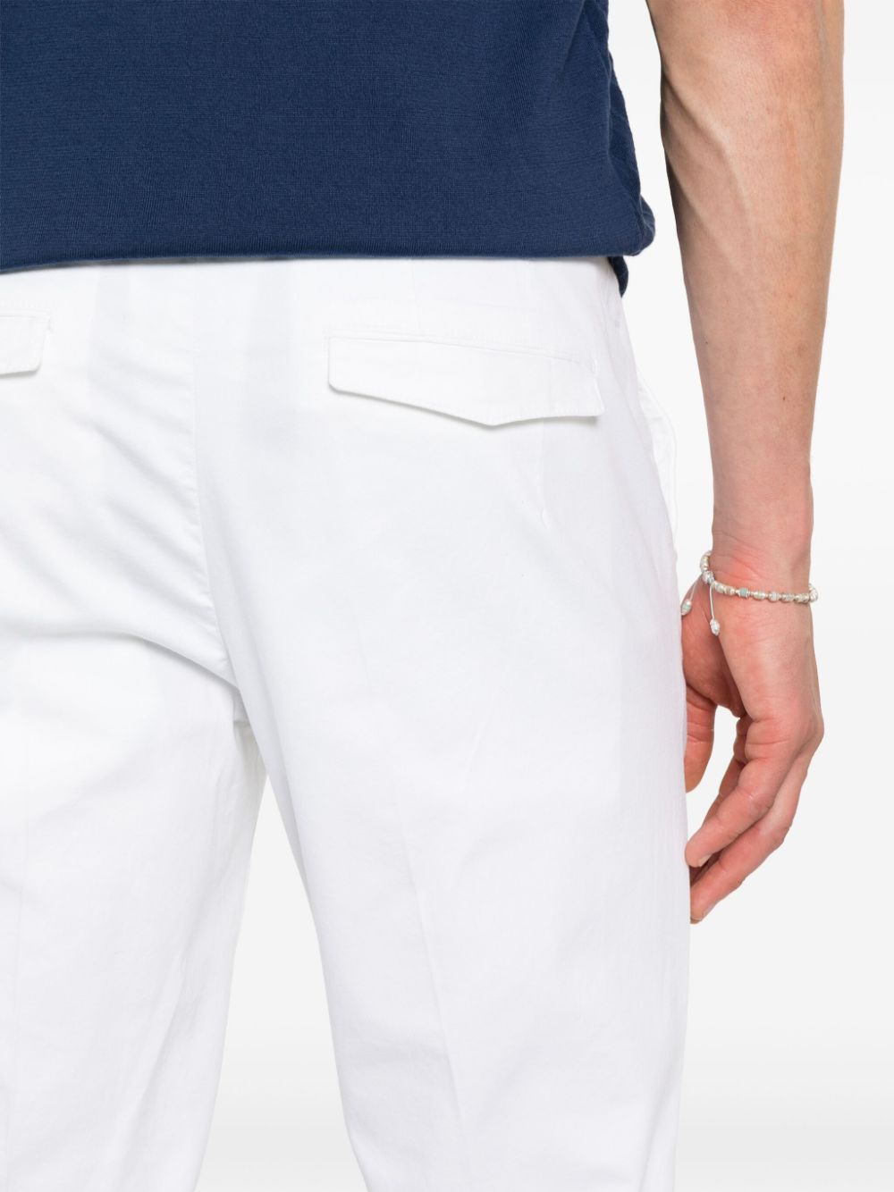 Shop Pt Torino Pressed-crease Slim-cut Trousers In White