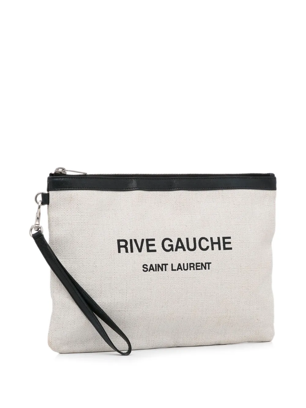 Pre-owned Saint Laurent 2019 Rive Gauch Canvas Clutch Bag In White