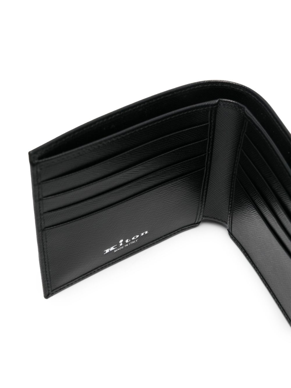 Shop Kiton Logo-lettering Leather Wallet In Black