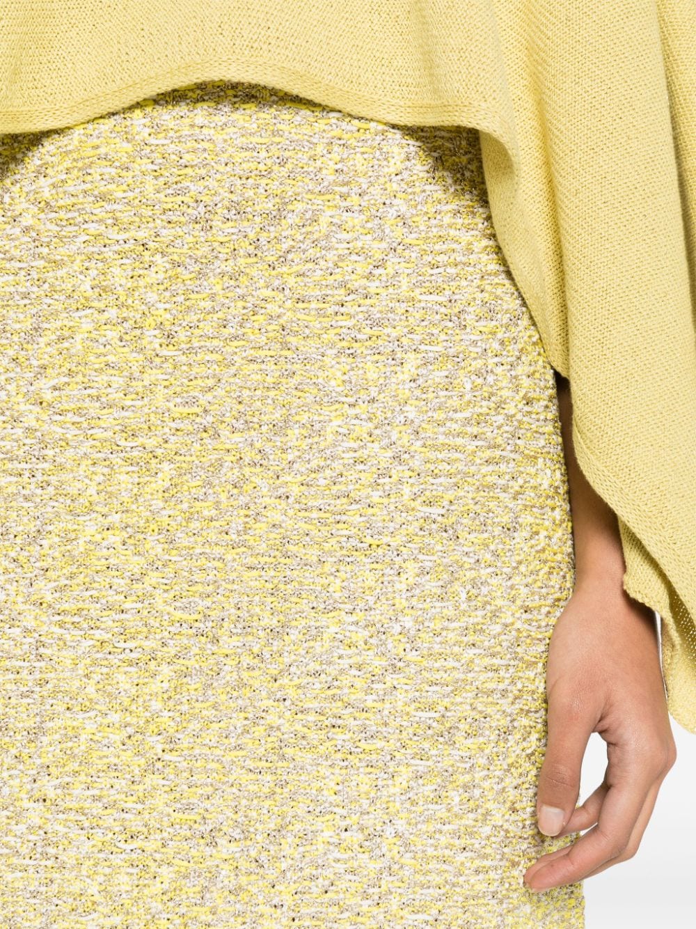 Shop Fabiana Filippi Straight Tweed Midi Skirt In Yellow