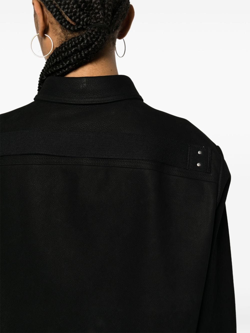 Shop Rick Owens Alice Strobe Leather Shirt In Black
