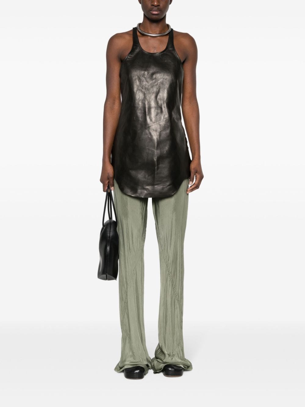 Shop Rick Owens Sleeveless Leather Top In Black