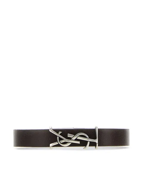Saint Laurent Cassandre logo-plaque leather bracelet