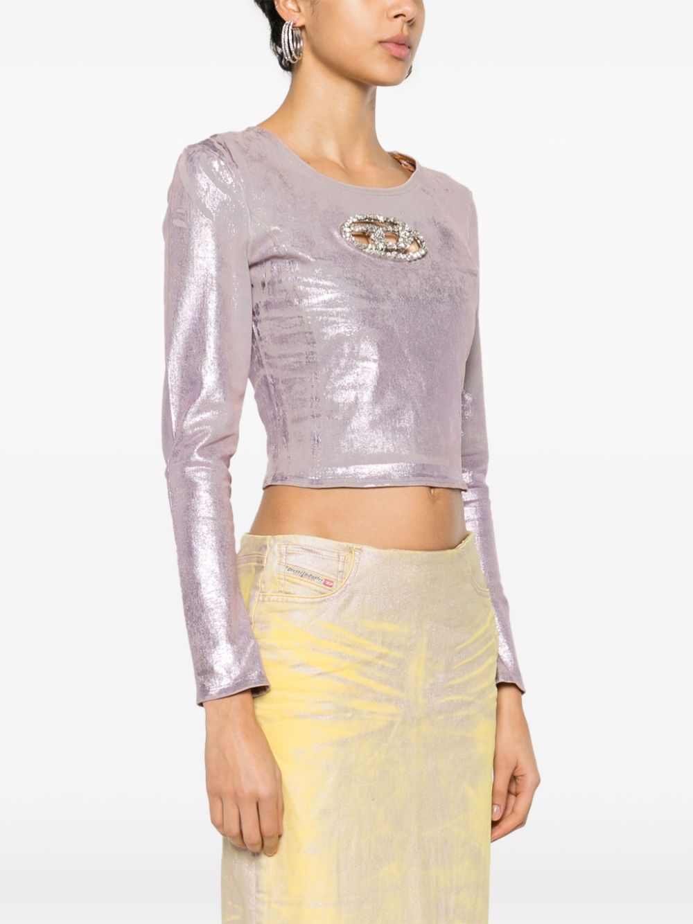 Shop Diesel De-top1-fsd Crystal-embellished Top In Pink