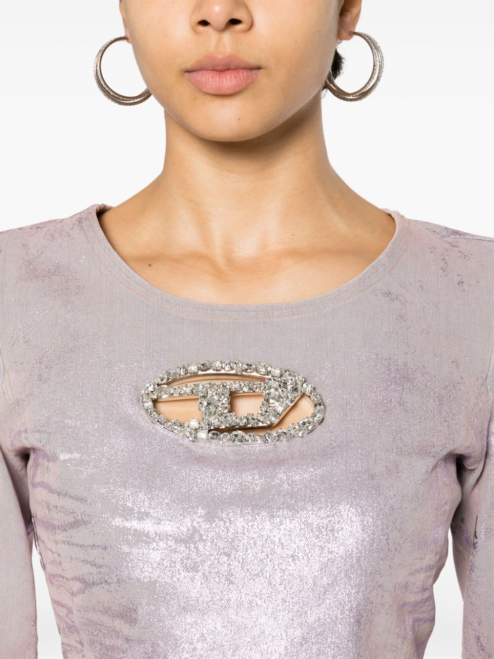 Shop Diesel De-top1-fsd Crystal-embellished Top In Pink