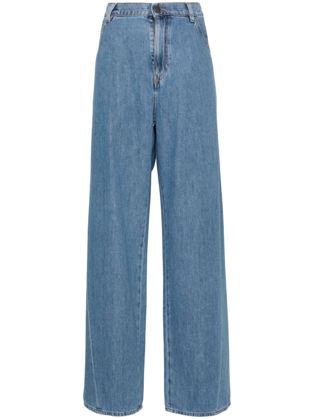 Shop Darkpark Iris Mid-rise Wide-leg Jeans In Blue
