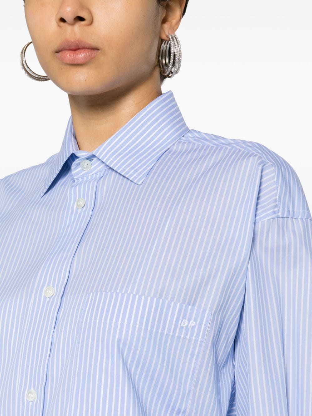 Shop Darkpark Anne Striped Cotton Shirt In Blue